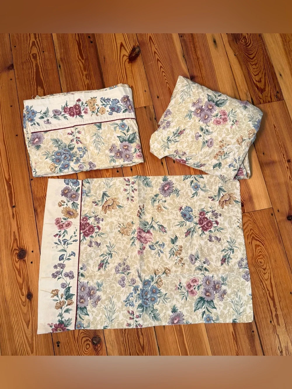 Vintage Floral Print Dan Rivers No Iron Percale Poly Cotton Twin Size Sheet Set